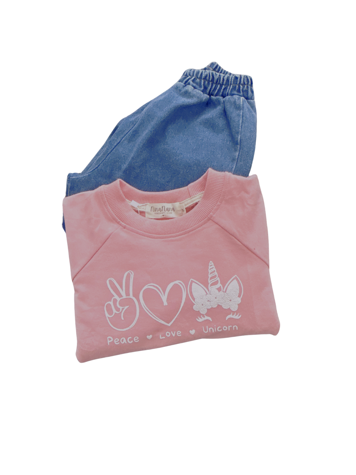 LOVE PEACE UNICORN SWEATSHIRT - PINK