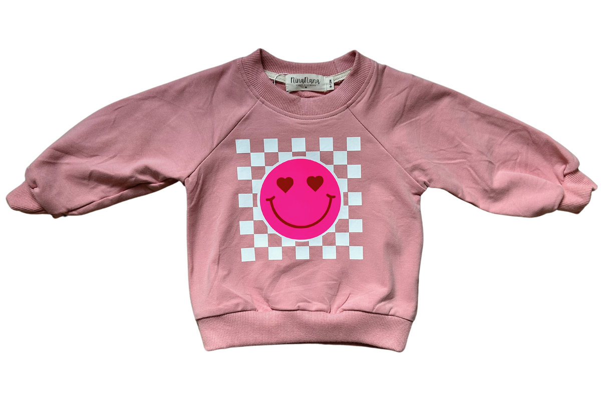 Smiley Heart Sweatshirt - Pink