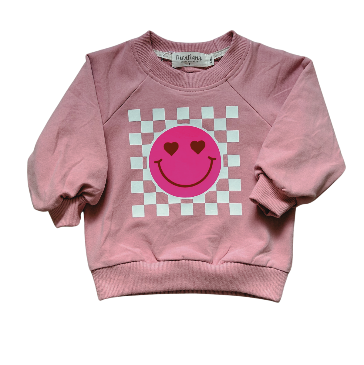 Smiley Heart Sweatshirt - Pink