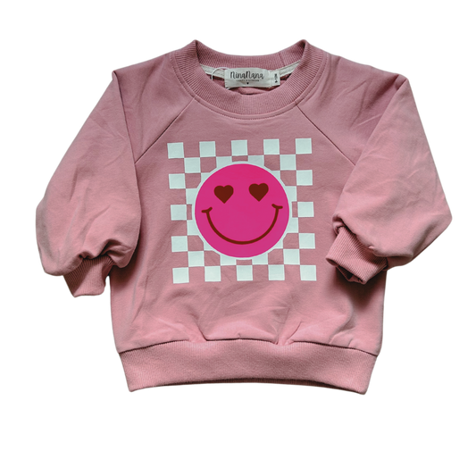Smiley Heart Sweatshirt - Pink