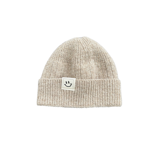 SMILE SHORT BEANIE - BEIGE