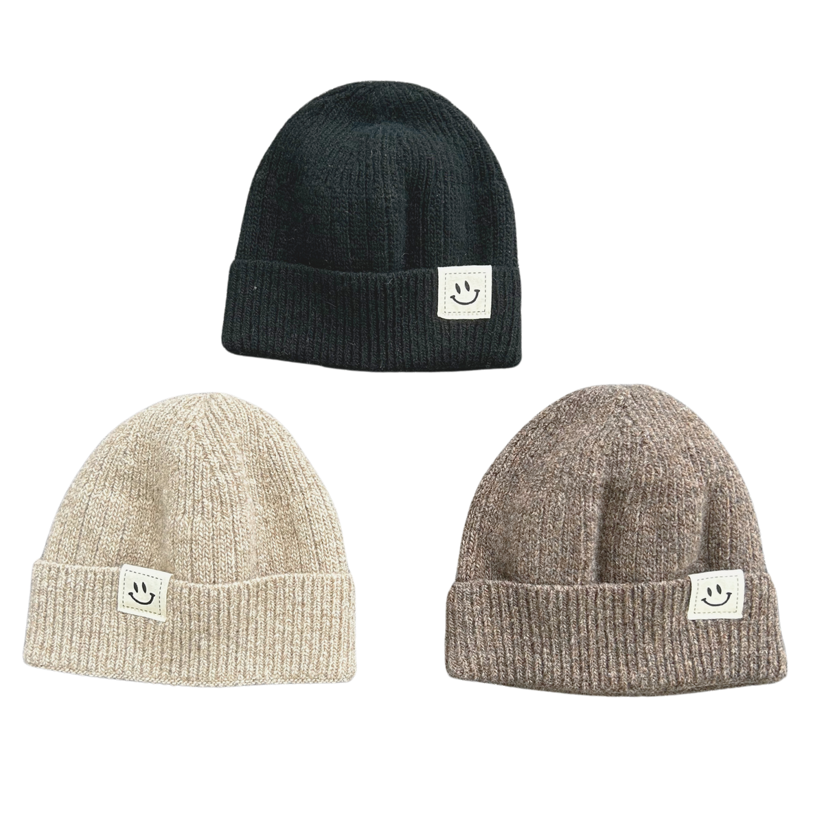 SMILE SHORT BEANIE - BEIGE