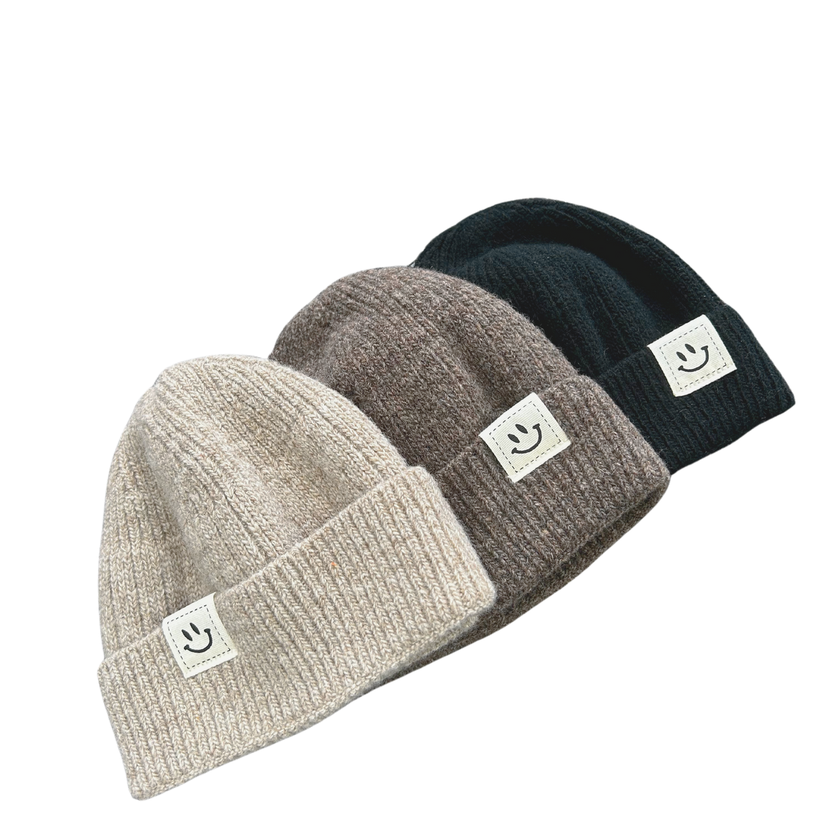 SMILE SHORT BEANIE - BEIGE